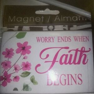 NEW Floral Faith Magnet - Pink and Green colorful For Home Office Kitchen NWT